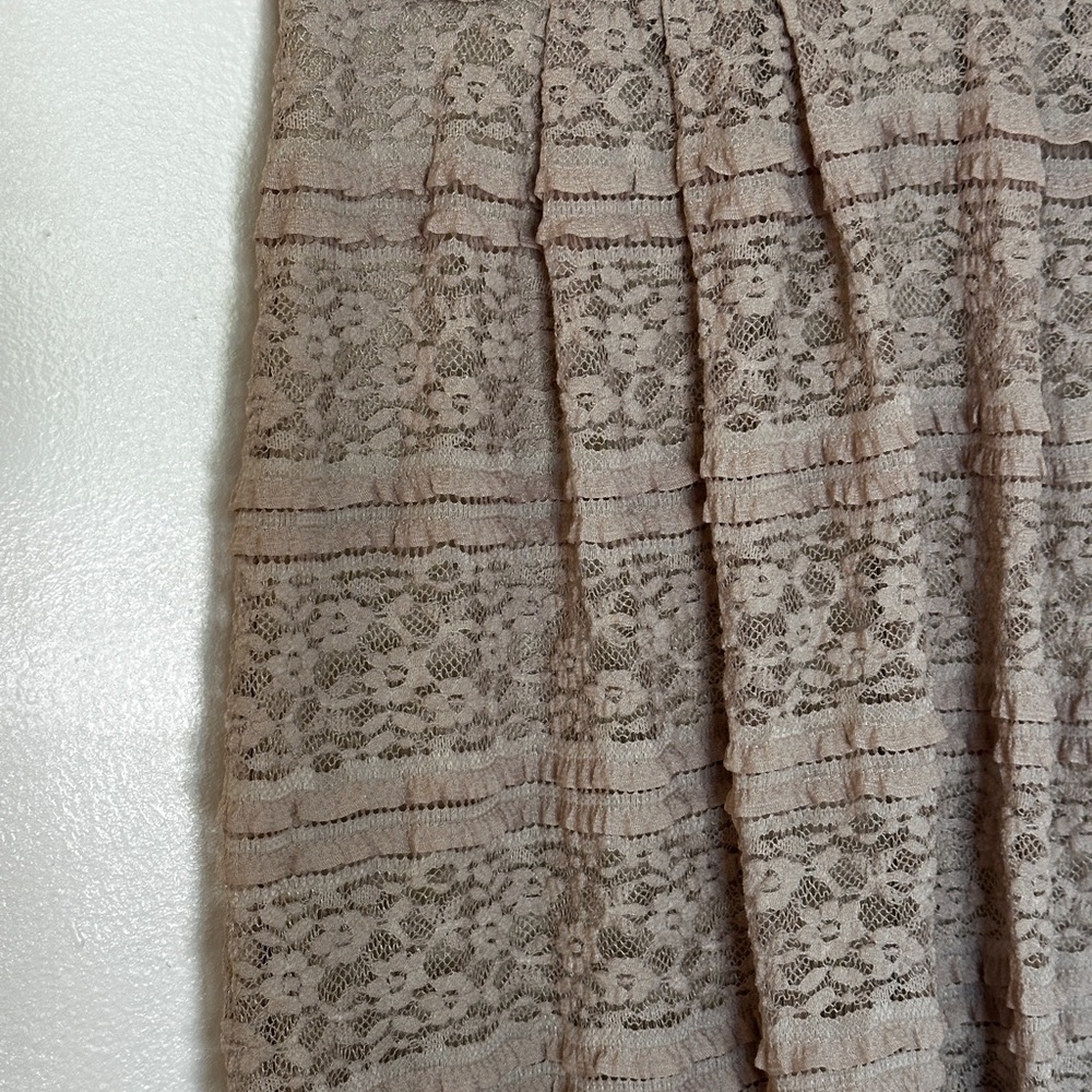 Cynthia Rowley Lace Ruffle Sleeveless Fit & Flare Dress – Blush Beige, Size 8 - Picture 3 of 8